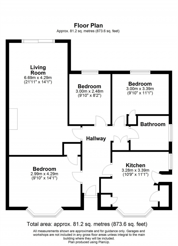 Floor Plan for 3 Bedroom Semi-Detached Bungalow for Sale in Granville Road, HITCHIN, Hertfordshire, HITCHIN, SG4, 0LE -  &pound425,000