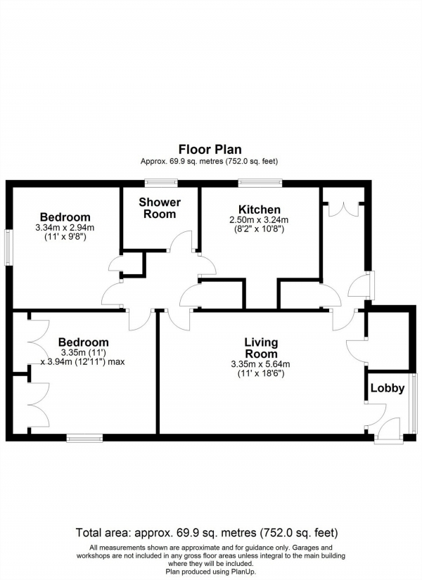 Floor Plan Image for 2 Bedroom Flat for Sale in Tudor Court, HITCHIN, Hertfordshire