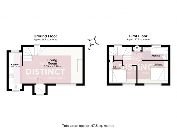 Floor Plan Image for 2 Bedroom Semi-Detached House to Rent in Bascote, Between Long Itchington and Southam, CV47