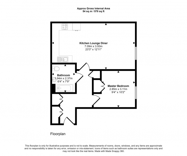 Floor Plan Image for 1 Bedroom Flat for Sale in Cardon Square, Renfrew