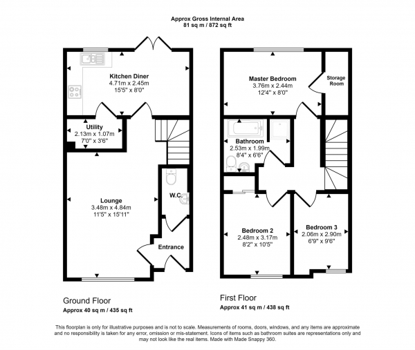 Floor Plan Image for 3 Bedroom End of Terrace House for Sale in Chestnut Gait, Stewarton