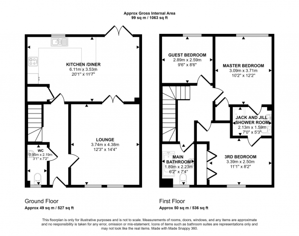 Floor Plan Image for 3 Bedroom Semi-Detached House for Sale in Burns Way, Dunlop