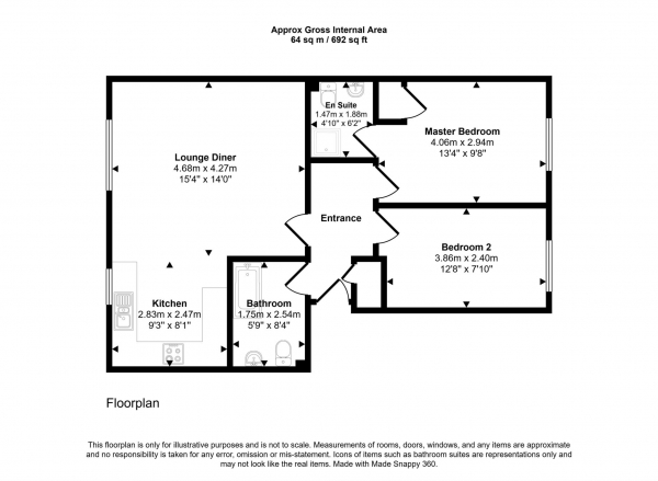 Floor Plan Image for 2 Bedroom Flat for Sale in Cocklebie Road, Stewarton