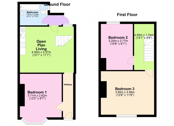 Floor Plan Image for 3 Bedroom House Share to Rent in Parton Street