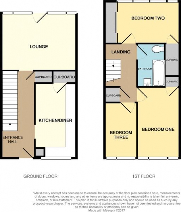 Floor Plan Image for 3 Bedroom Terraced House to Rent in Grasmere Way, Bletchley