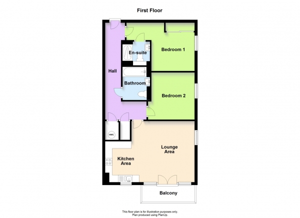 Floor Plan for 2 Bedroom Apartment for Sale in Larson Close, Oakgrove, Oakgrove, MK10, 9TE - Offers in Excess of &pound250,000