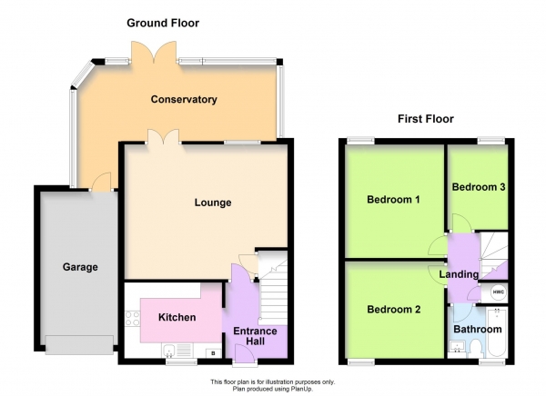 Floor Plan for 3 Bedroom Link Detached House for Sale in Kempton Gardens, Bletchley, Bletchley, MK3, 5NH - Guide Price &pound280,000