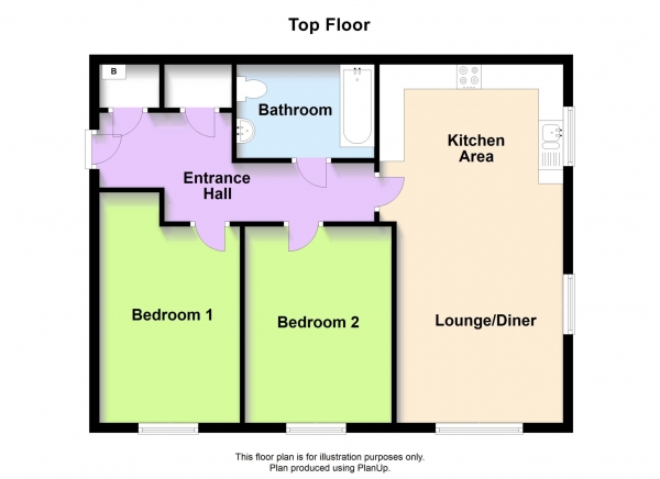 Floor Plan for 2 Bedroom Apartment for Sale in Bunkers Crescent, Bletchley, Bletchley, MK3, 6FP -  &pound215,000