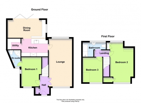Floor Plan for 3 Bedroom Detached House for Sale in Yew Tree Close, Newton Longville, Newton Longville, MK17, 0DG -  &pound350,000