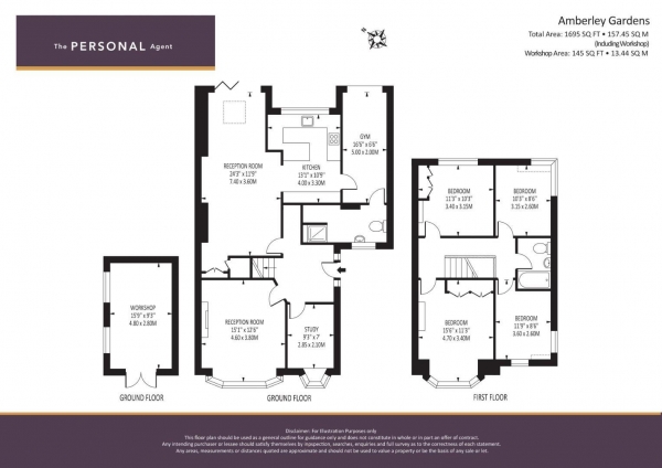 Floor Plan Image for 4 Bedroom Semi-Detached House to Rent in Amberley Gardens, Epsom