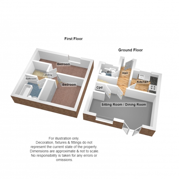 Floor Plan Image for 2 Bedroom End of Terrace House for Sale in Inkerman Court, Taunton