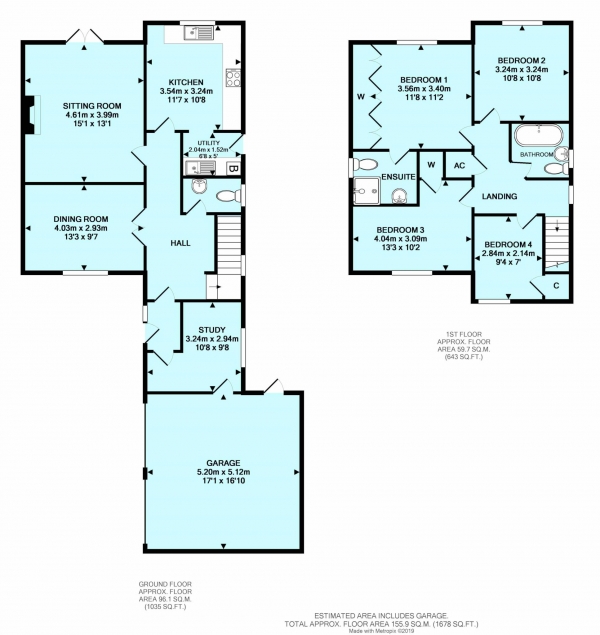 Floor Plan for 4 Bedroom Detached House for Sale in Ropewalk, Wellington, TA21, 9RB - Guide Price &pound430,000