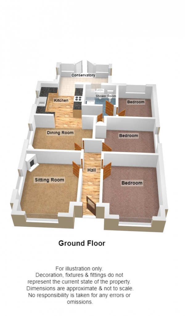 Floor Plan Image for 3 Bedroom Detached Bungalow for Sale in Lyngford Lane, Taunton