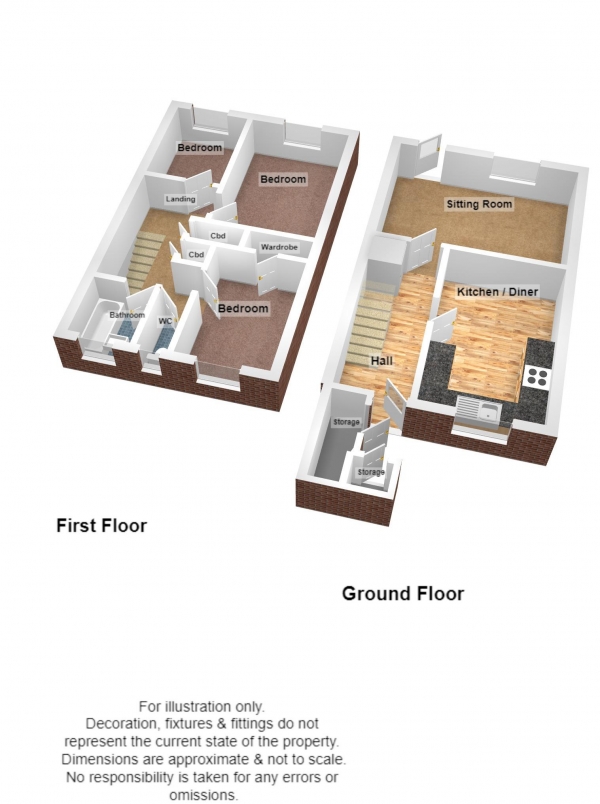 Floor Plan Image for 3 Bedroom Terraced House for Sale in Gaunton Close, Taunton