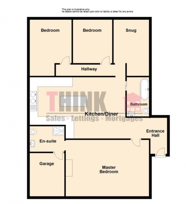 Floor Plan for 3 Bedroom Detached Bungalow for Sale in Camborne Road, Burtonwood, Burtonwood, WA5, 4LX - Offers Over &pound325,000