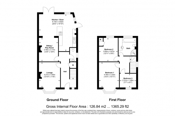 Floor Plan Image for 3 Bedroom Semi-Detached House for Sale in Grange Road, South Green