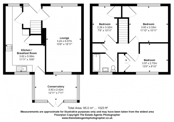 Floor Plan for 3 Bedroom Semi-Detached House for Sale in Beams Way, Billericay, CM11, 2NR -  &pound425,000
