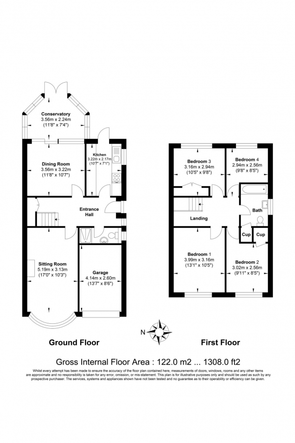 Floor Plan Image for 4 Bedroom Detached House for Sale in Grange Road, Billericay