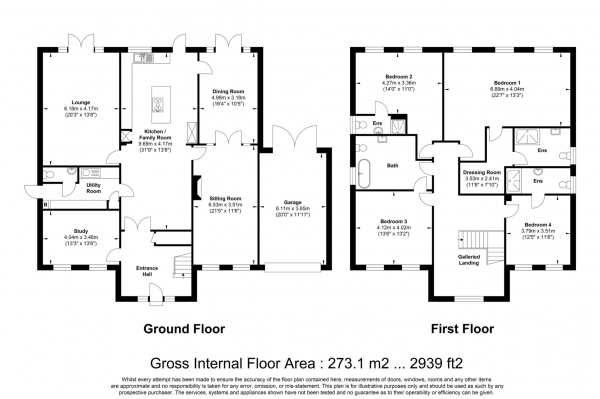 Floor Plan Image for 4 Bedroom Detached House for Sale in Noak Hill Road, Billericay