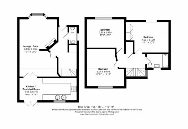 Floor Plan Image for 3 Bedroom Terraced House for Sale in Crouch Street, Noak Bridge