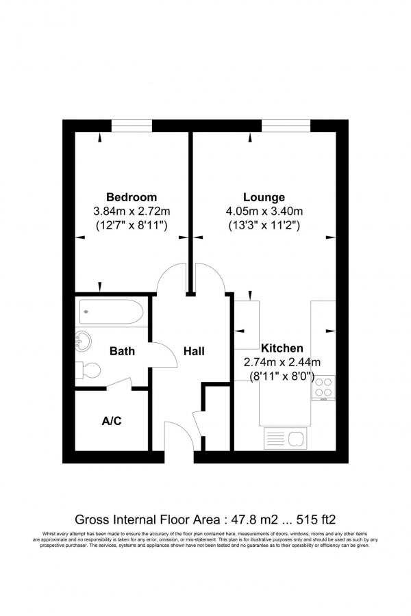 Floor Plan Image for 1 Bedroom Retirement Property for Sale in Allington Court, Billericay