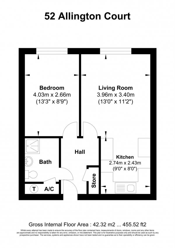 Floor Plan Image for 1 Bedroom Retirement Property for Sale in Allington Court, Billericay