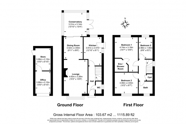 Floor Plan Image for 3 Bedroom Detached House for Sale in Lutea Close, Basildon