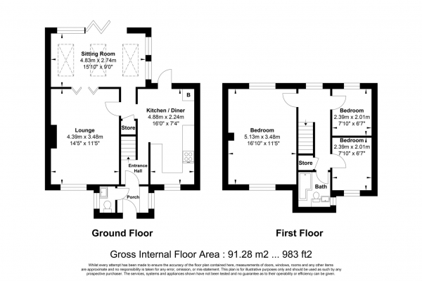 Floor Plan Image for 3 Bedroom Terraced House for Sale in Gate Lodge Way, Noak Bridge