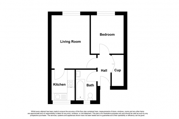 Floor Plan Image for 1 Bedroom Apartment for Sale in Robinia Close, Steeple View