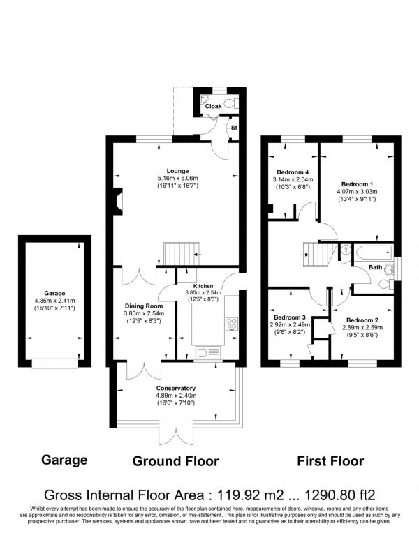 Floor Plan for 4 Bedroom Semi-Detached House for Sale in Foxhunter Walk, Billericay, CM11, 1DZ - Offers in Excess of &pound450,000