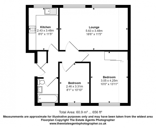 Floor Plan Image for 2 Bedroom Flat for Sale in Radford Court, Billericay