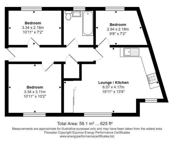 Floor Plan Image for 3 Bedroom Flat for Sale in Hazel Close, Noak Bridge