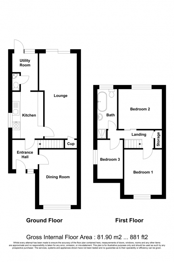 Floor Plan Image for 3 Bedroom Semi-Detached House for Sale in The Oaks, Billericay