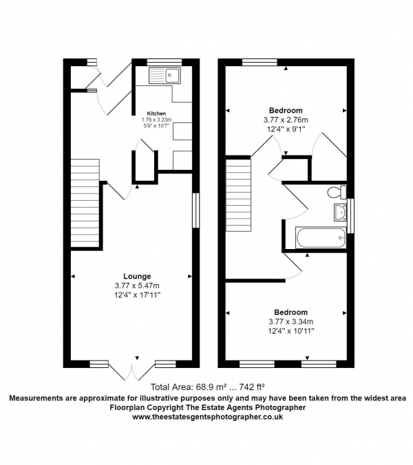 Floor Plan Image for 2 Bedroom End of Terrace House for Sale in Celandine Close, Billericay