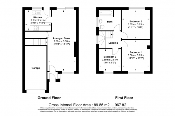 Floor Plan Image for 3 Bedroom Semi-Detached House for Sale in Langemore Way, Billericay