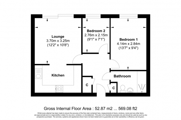 Floor Plan Image for 2 Bedroom Retirement Property for Sale in Allington Court, Outwood Common Road