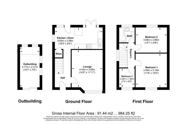 Floor Plan Image for 3 Bedroom Semi-Detached House for Sale in Tyrrells Road, Billericay