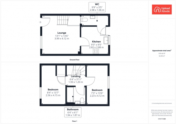 Floor Plan for 2 Bedroom Terraced House for Sale in Gilbertfield Wynd, Cambuslang, G72, 8WR - Offers Over &pound155,000