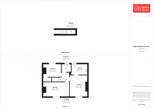 Floor Plan Image for 2 Bedroom Flat for Sale in Hermiston Place, Springboig, Glasgow