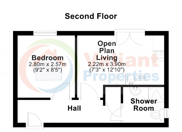 Floor Plan Image for 1 Bedroom Flat to Rent in Peckover Court,  North End, Wisbech