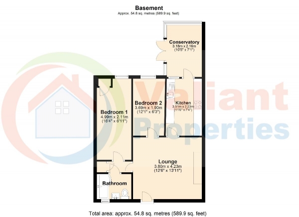 Floor Plan Image for 2 Bedroom Flat to Rent in Elm Road, Wisbech