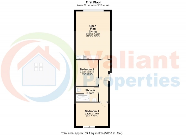 Floor Plan for 2 Bedroom Flat to Rent in St Pauls Close, Wisbech, PE13, 2LZ - £167 pw | £725 pcm