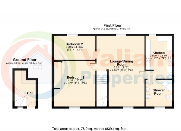 Floor Plan Image for 2 Bedroom Flat to Rent in West Street, Wisbech