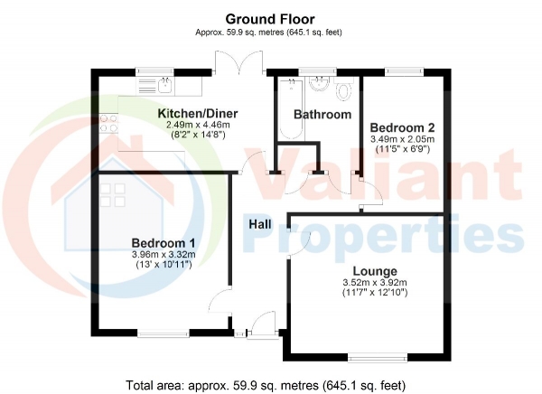 Floor Plan Image for 2 Bedroom Bungalow to Rent in Braeburn Avenue, Wisbech