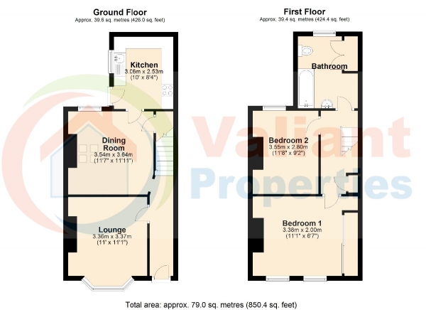 Floor Plan for 2 Bedroom Terraced House to Rent in Cordon Street, Wisbech, PE13, 2LW - £179 pw | £775 pcm