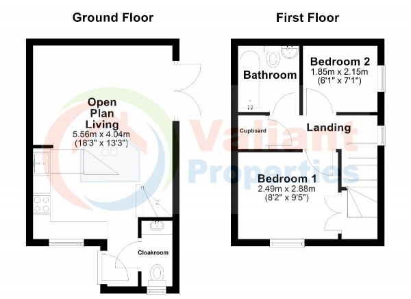 Floor Plan Image for 2 Bedroom Terraced House to Rent in Homelands, Guyhirn, Wisbech