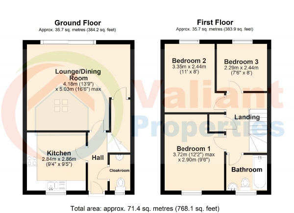 Floor Plan Image for 3 Bedroom Terraced House to Rent in Mikanda Close, Wisbech