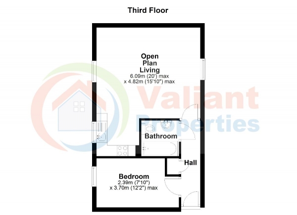 Floor Plan Image for 1 Bedroom Flat to Rent in Schooner Wharf,  Old Market, Wisbech