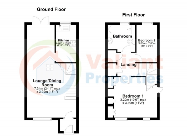 Floor Plan Image for 2 Bedroom Terraced House to Rent in Redwing Drive, Wisbech