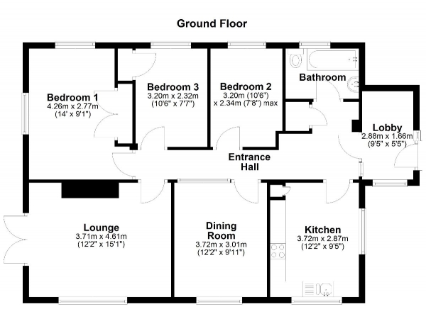 Floor Plan Image for 3 Bedroom Bungalow to Rent in Ramsey Road, Ramsey Forty Foot